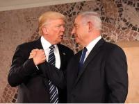 Presidente de Estados Unidos, Donald Trump y primer ministro de Israel, Benjamín Netanyahu, dándose la mano