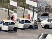 Escenas de un posible asalto a un camión en Puebla