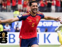 Mikel Merino celebrando el segundo tanto de España