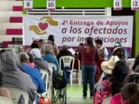 Aspecto de la entrega de apoyos a damnificados por las lluvias de octubre