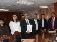 Héctor Landero en su registro para presidir la Canaco Puebla