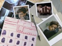 Collage de fotos de un menor y documentos legales