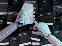 Imagen conceptual de robot que repostea en X