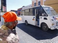 Unidad del transporte público en calles de Puebla 