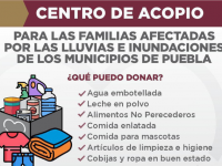 Instalan centros de acopio para familias tras inundaciones en Tehuacán
