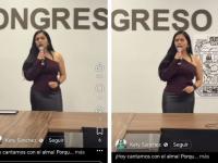 Canta Katy Sánchez en Congreso de Puebla y video desata críticas en redes
