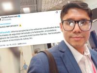 Académico Leonardo Escobar con imagen de tuit al fondo 