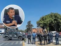 Vehículos blindado de la SSP Puebla con imagen de vicealmirante Francisco Sánchez
