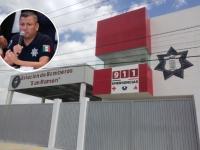 Estación de bomberos con imagen del secretario de Seguridad de Puebla 