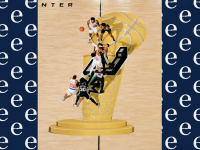 Towns (Knicks) y Wembanyama (Spurs) durante el salto inicial