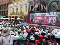 Proyección del informe de la presidenta Claudia Sheinbaum en el Zócalo de Puebla