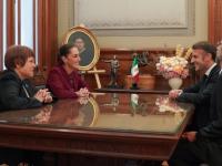 En Palacio Nacional, los presidentes de México y Francia, Claudia Sheinbaum y Emmanuel Macron