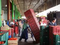 Trabajadores en la Central de Abasto