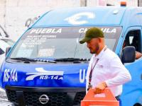 Agente de la STM en operativo contra el transporte público colectivo en Puebla
