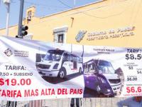 Concesionarios se manifestan y exigen aumento a la tarifa del pasaje en Puebla