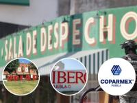 Fachada de bar Sala de Despecho con logos de universidades al frente 